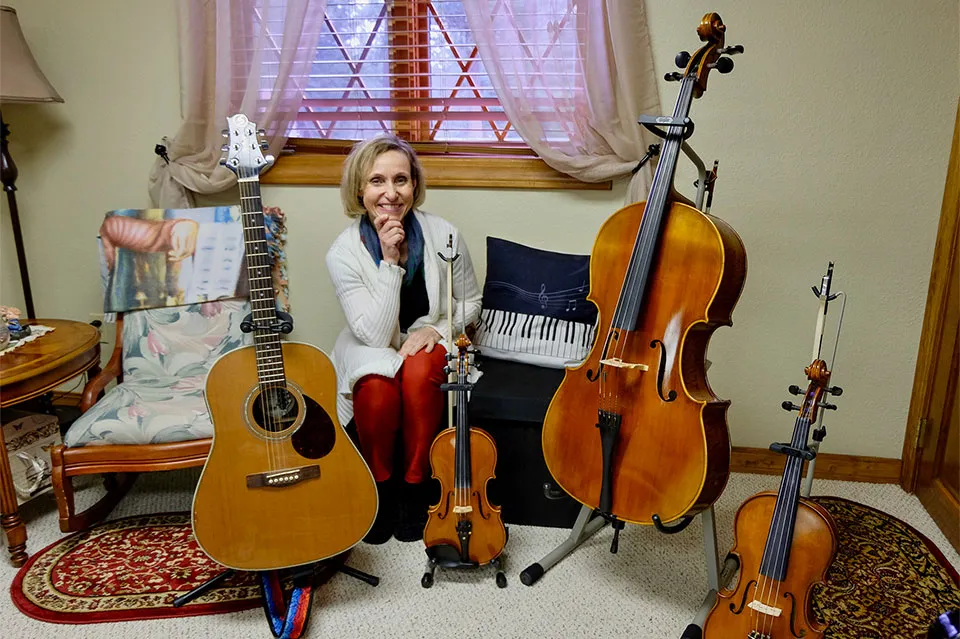 Kasia sitting with instruments